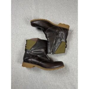 Teva Womens Black Waterproof Leather Canvas Ankle Boots Buckle Size 9 Hiking